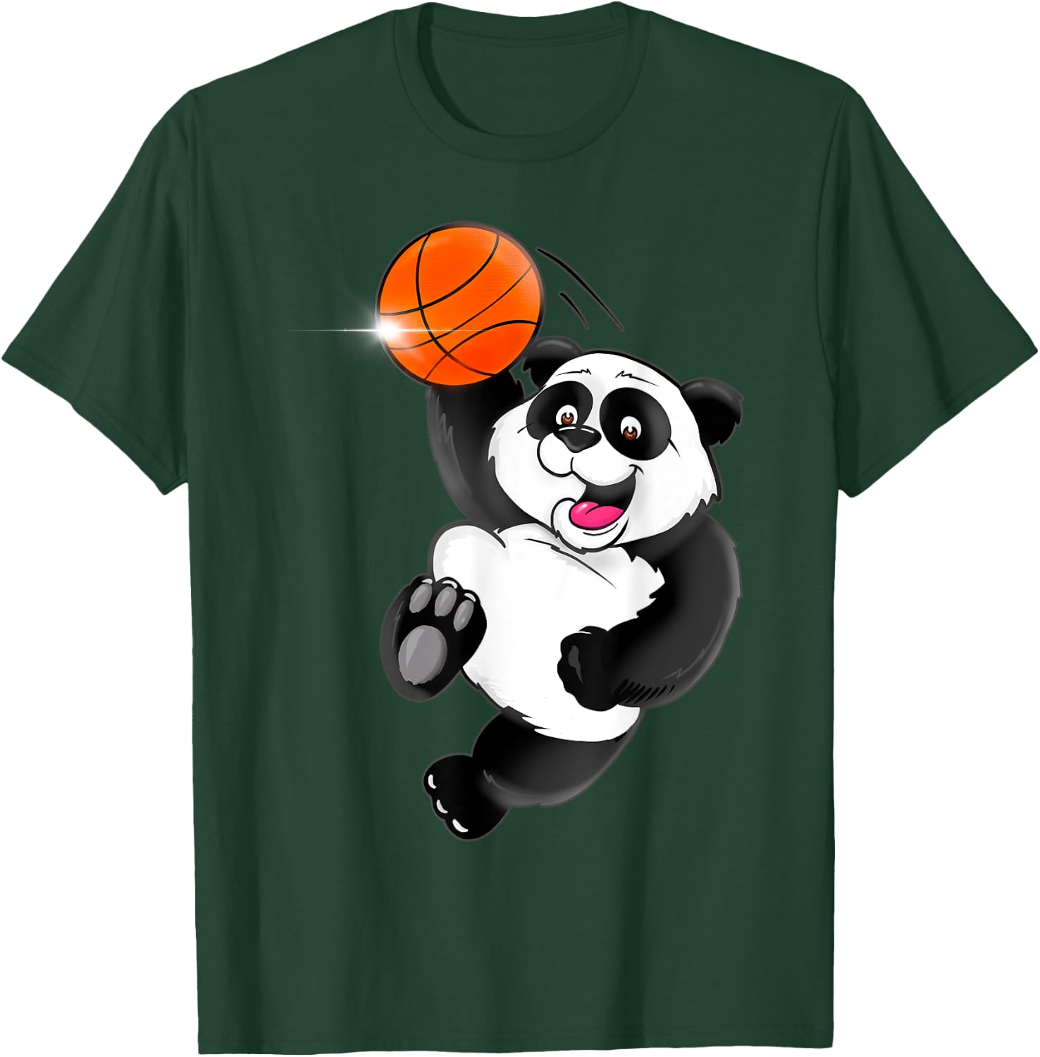 Basketball Panda Slam Dunk Funny Kids Adults Sports T-Shirt - T-Shirt | Forest