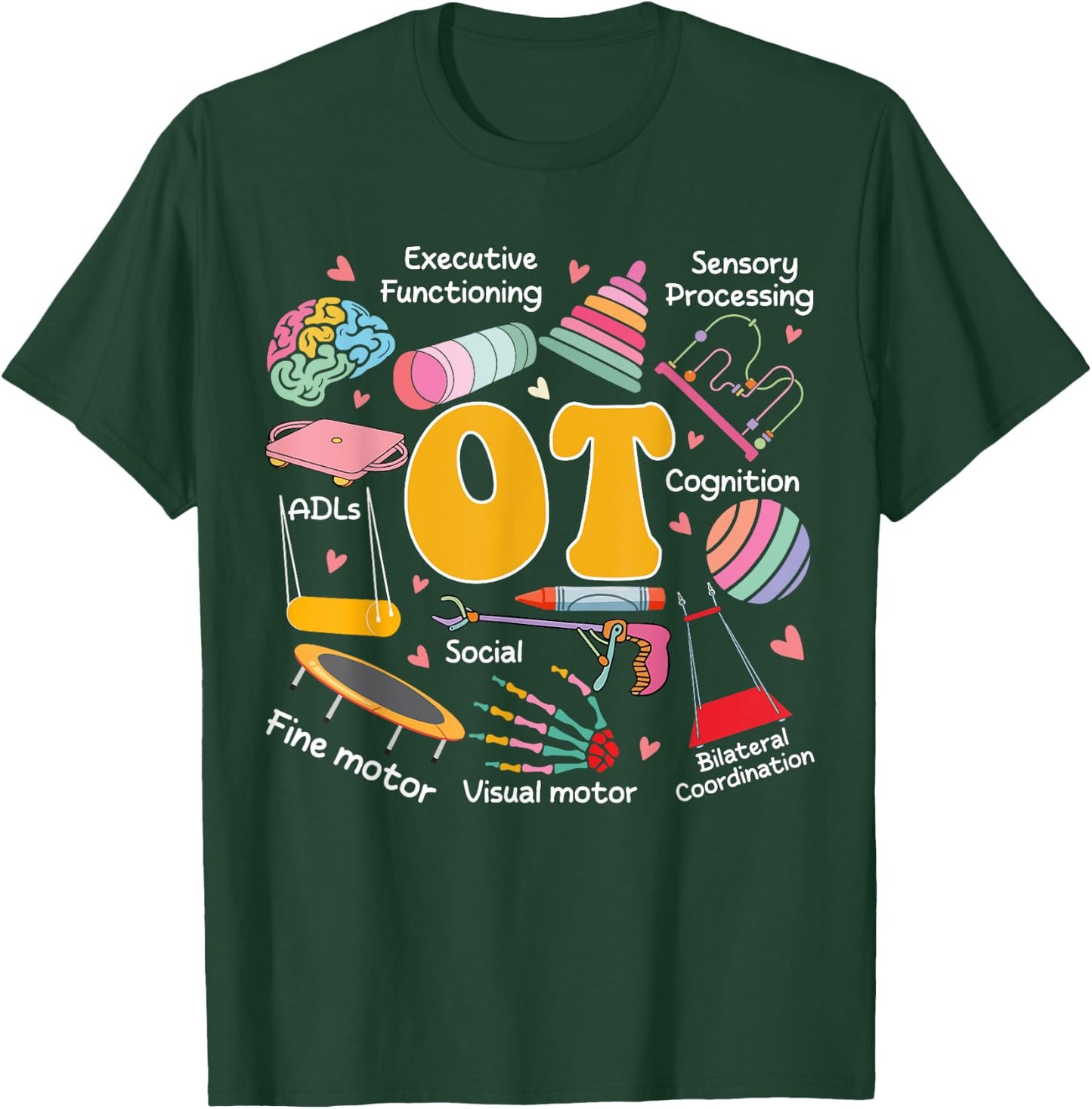 Occupational Therapy -OT Therapist OT Month Groovy Retro T-Shirt - T-Shirt | Forest