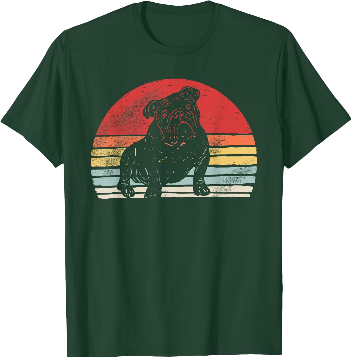 Vintage Retro Bulldog Dog Breed Men Women Kids T-Shirt - T-Shirt | Forest