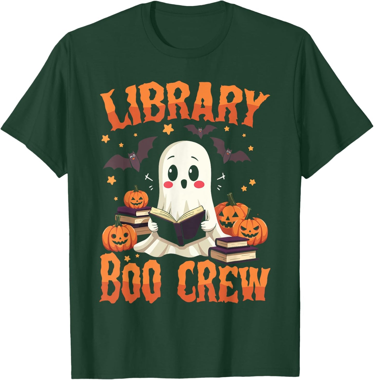 Library Boo Crew - Librarian Halloween Library Worker Team T-Shirt - T-Shirt | Forest