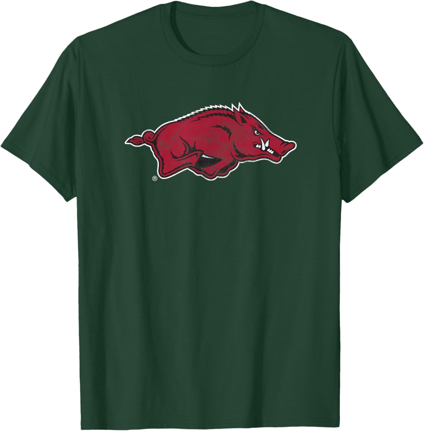University of Arkansas Razorbacks Distressed Primary Logo T-Shirt - T-Shirt | Forest