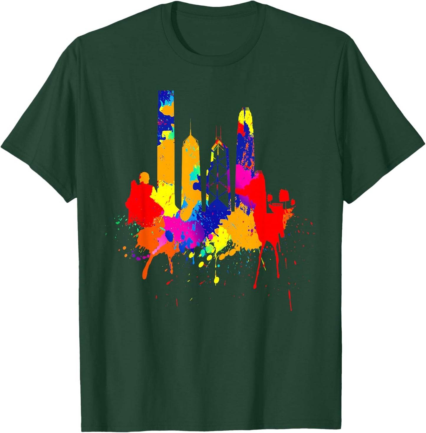 Hong Kong Skyline Asia Colored Painting Art Love Hong Kong T-Shirt - T-Shirt | Forest