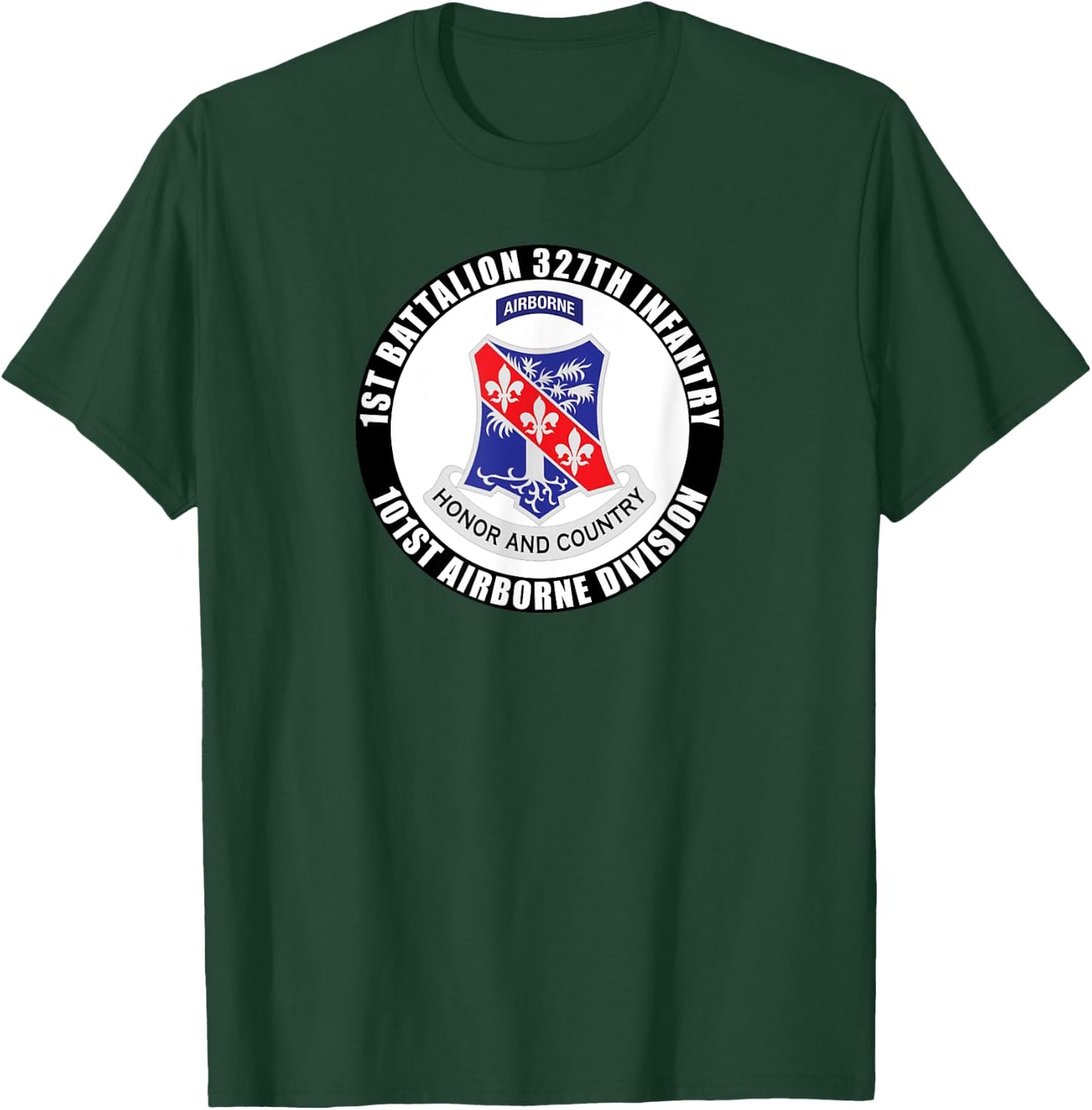 SoldierTees 1st Battalion 327th Infantry, 101st Airborne Division Veteran -Adult Black Classic Fit Short Sleeve T-Shirt - T-Shirt | Forest