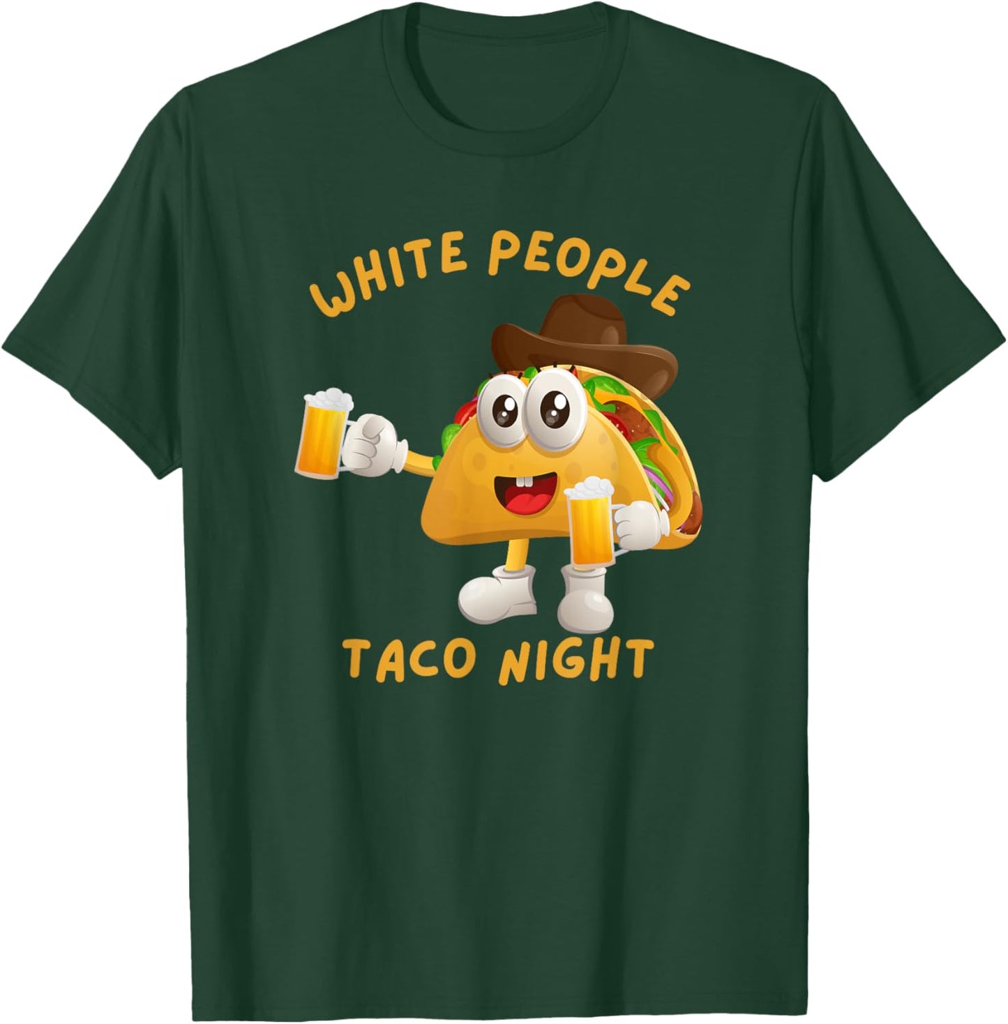 Funny White People Taco Night Tacos Beer and Cowboys T-Shirt - T-Shirt | Forest