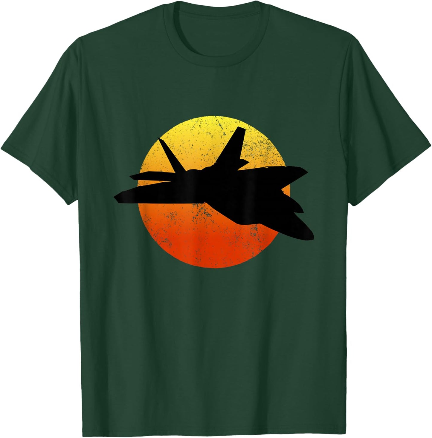 F-22 Raptor Silhouette Retro Sunset Military Jet Flying F22 T-Shirt - T-Shirt | Forest