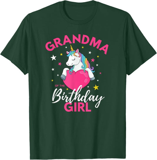 Grandma Of The Birthday Girl Unicorn T-Shirt - T-Shirt | Forest