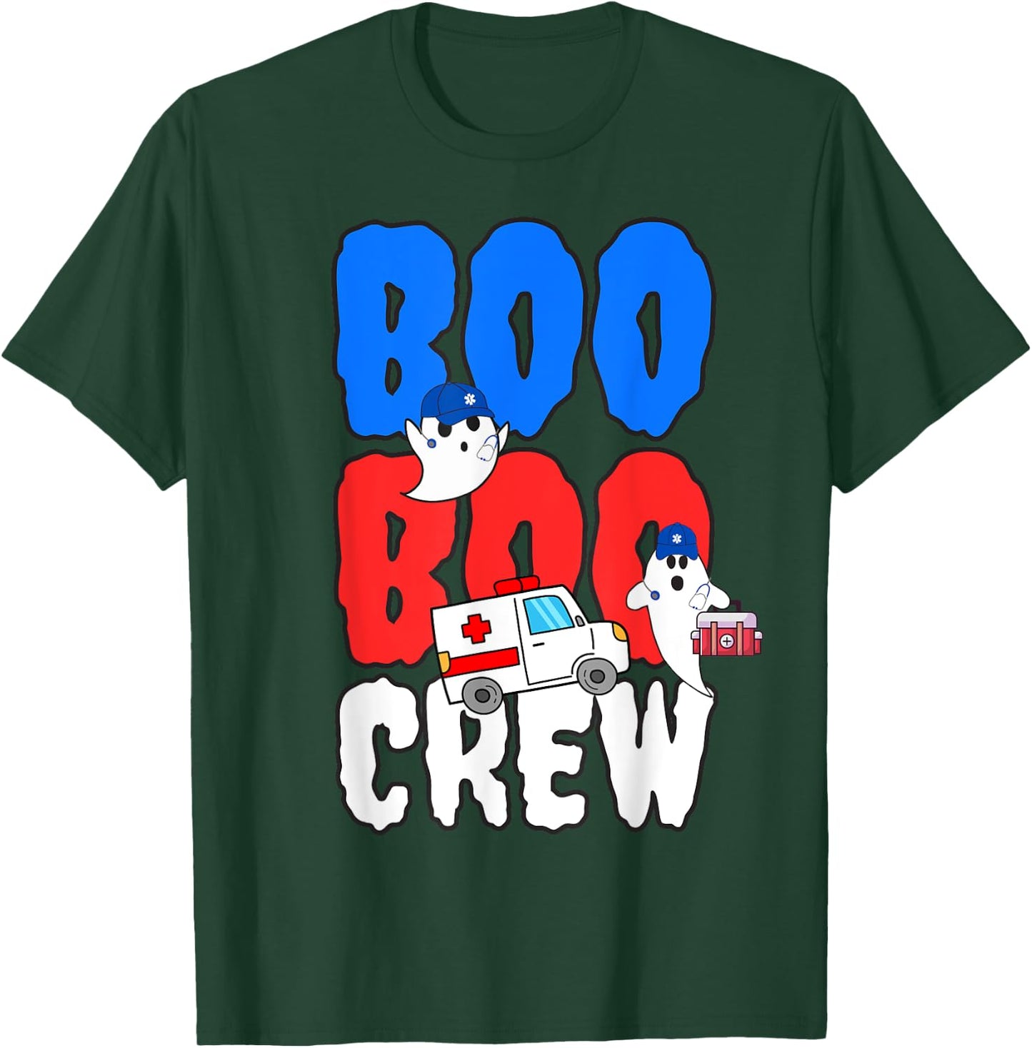 EMT Paramedic EMS Boo Boo Crew Ambulance Ghost Halloween T-Shirt - T-Shirt | Forest