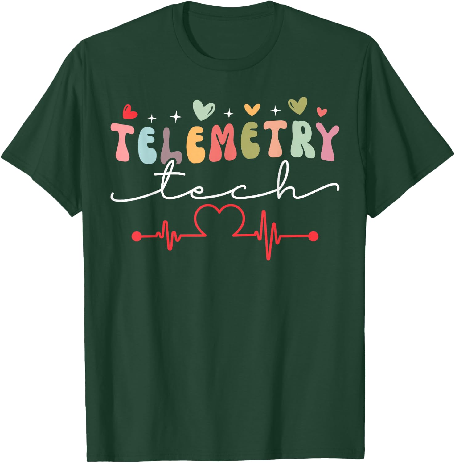 Cute Telemetry Tech Heart T-Shirt - T-Shirt | Forest