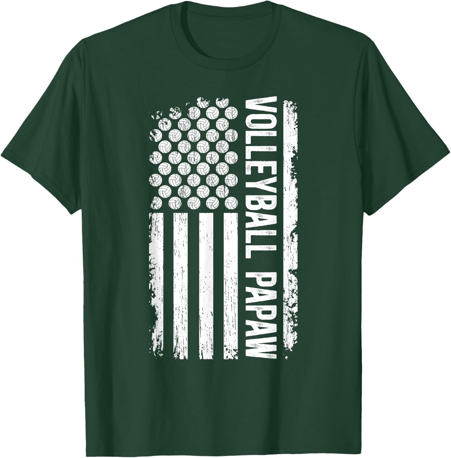 Volleyball Papaw US Flag Papaw Of A Volleyball Player Papaw T-Shirt - T-Shirt | Forest