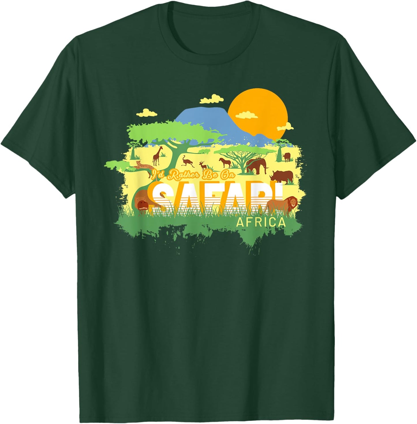 I'd Rather Be On Safari Africa - Cute Vintage Souvenir T-Shirt - T-Shirt | Forest