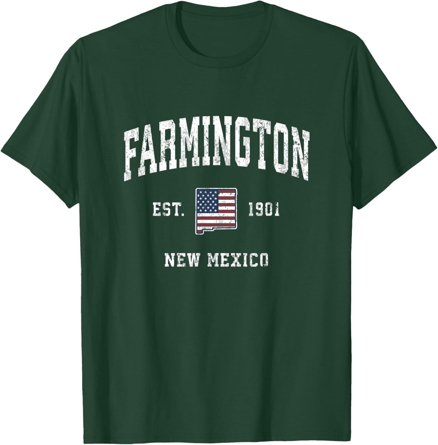 Farmington New Mexico NM Vintage American Flag Sports Design T-Shirt - T-Shirt | Forest