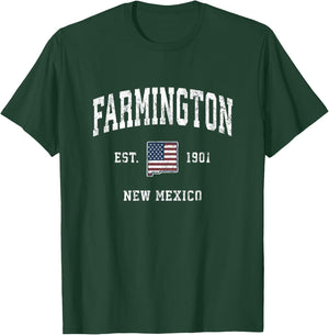 Farmington New Mexico NM Vintage American Flag Sports Design T-Shirt - T-Shirt | Forest