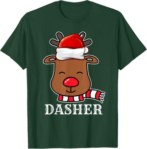 Santa Reindeer Dasher Xmas Group Costume T-Shirt - T-Shirt | Forest