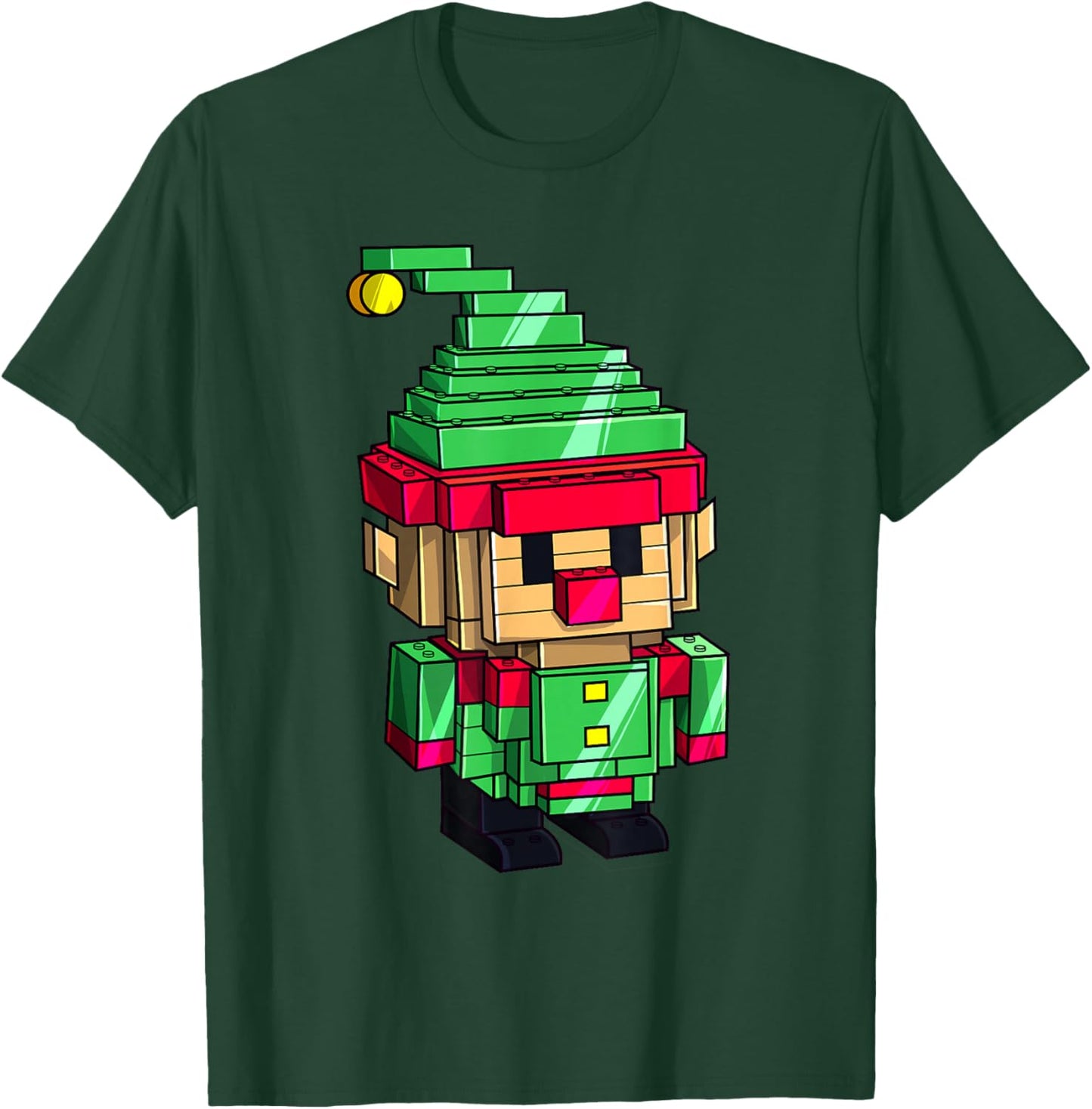 Christmas Elf Master Builder Brick Building Blocks Boys Kids T-Shirt - T-Shirt | Forest