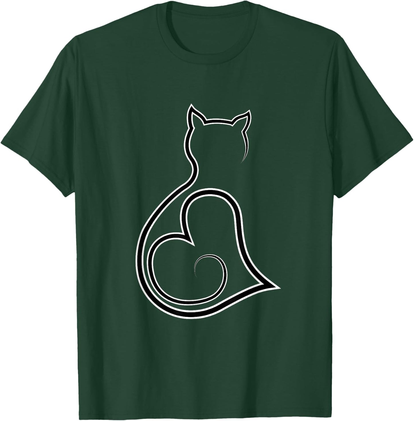 Cat Line Art Kittens and Cat Lovers | Cute Cats T-Shirt - T-Shirt | Forest