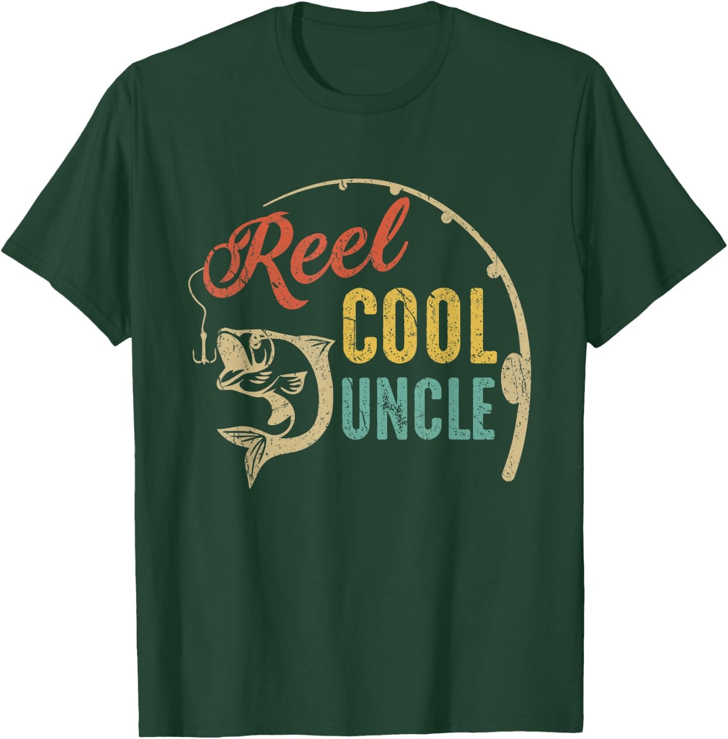 Father's Day Shirt Vintage Fishing Reel Cool Uncle T-Shirt - T-Shirt | Forest
