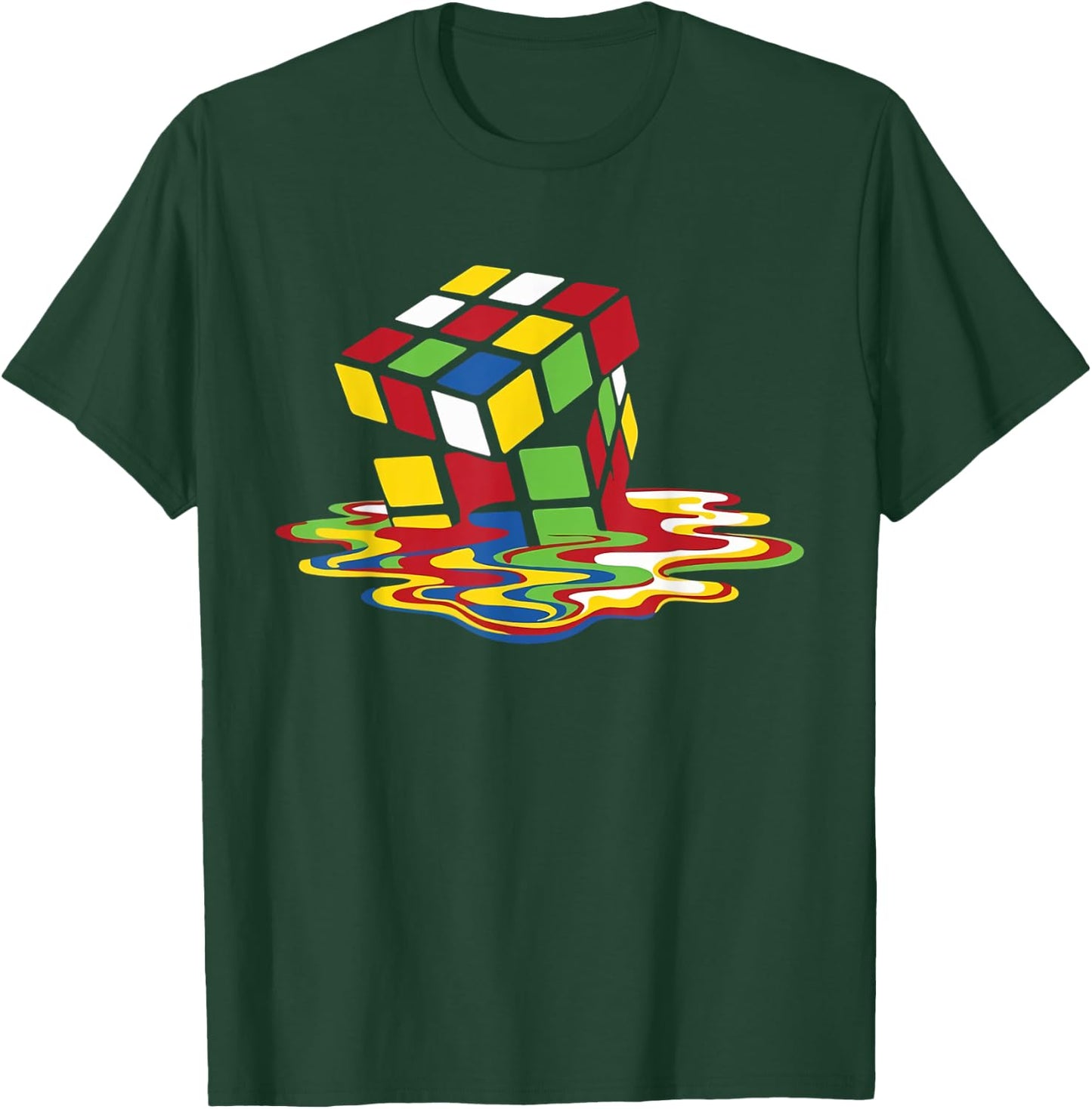 Melting Cube Funny Retro Gaming Rubik Puzzle Nerd Geek Gift T-Shirt - T-Shirt | Forest