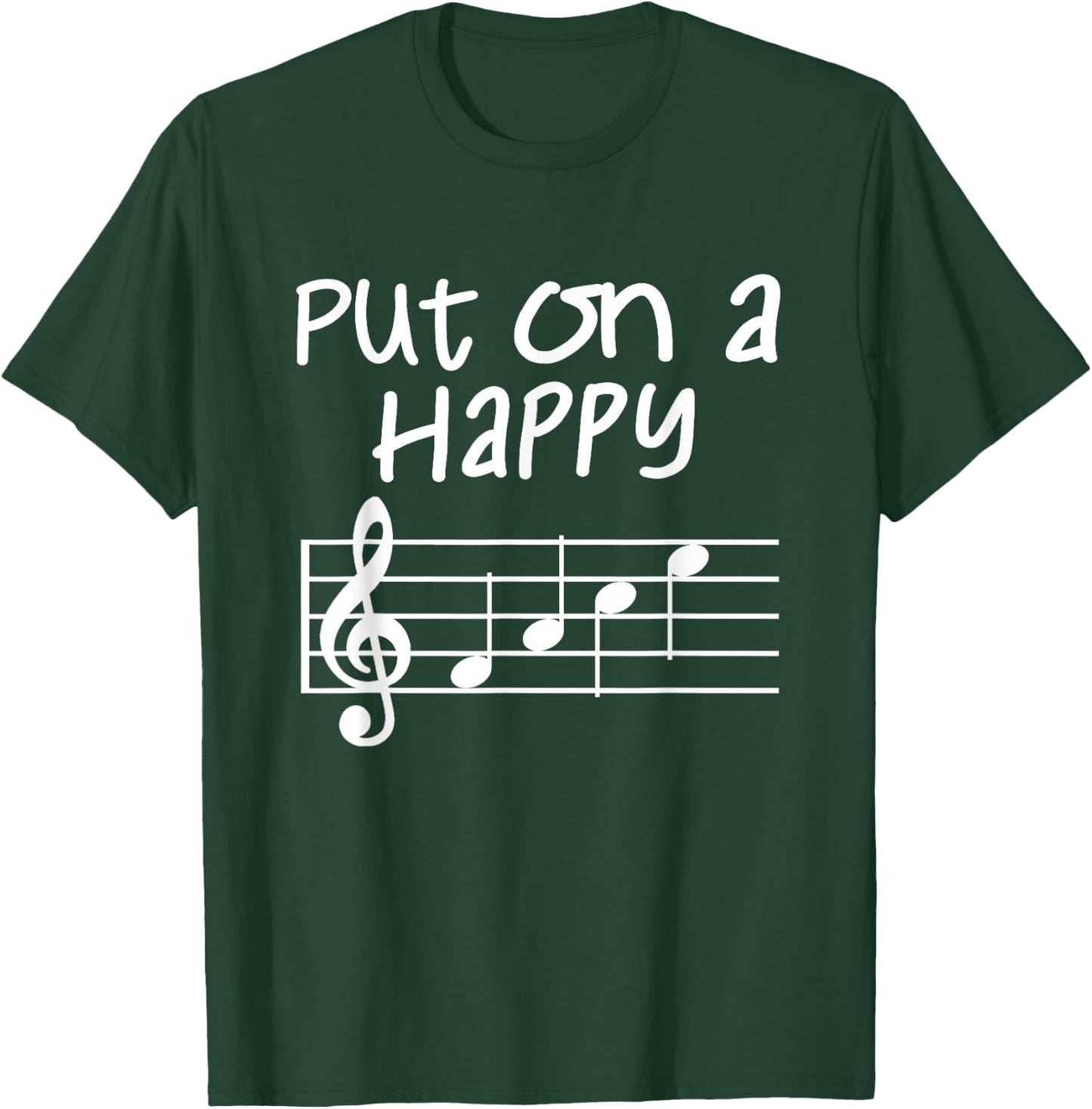 Musical Notes Put On A Happy Face Cute Music Loving Kids T-Shirt - T-Shirt | Forest