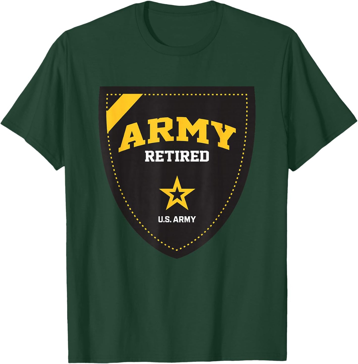 United States Army Military Retired Shield Green T-Shirt - T-Shirt | Forest