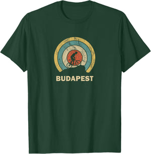 Budapest Hungary Retro Cycling MTB T-Shirt - T-Shirt | Forest