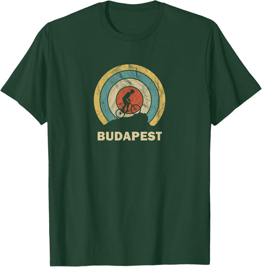 Budapest Hungary Retro Cycling MTB T-Shirt - T-Shirt | Forest