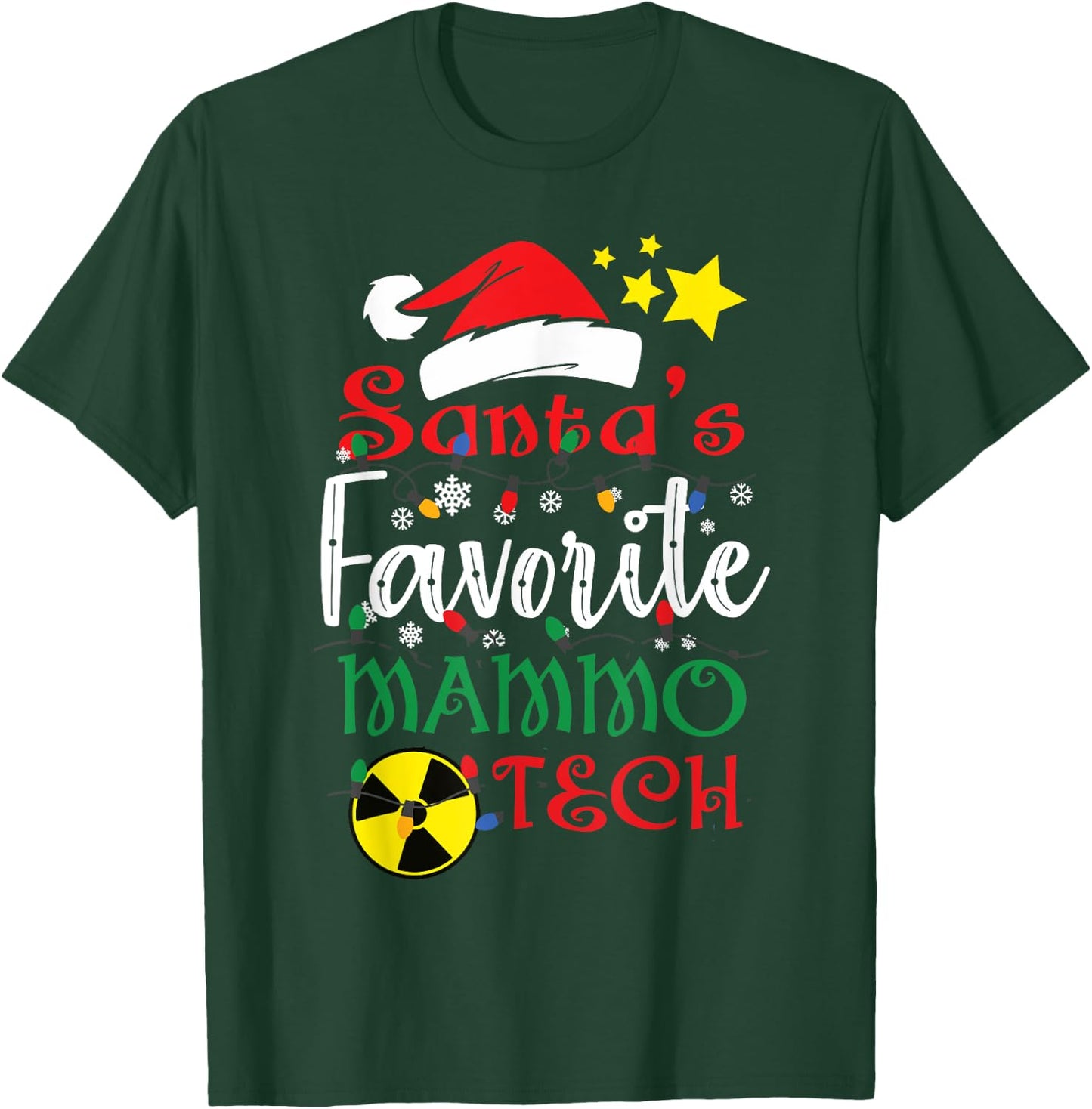 Santa's Favorite Mammo Tech, Mammography Christmas Gift T-Shirt - T-Shirt | Forest