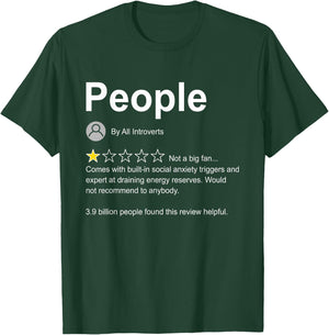 People One Star Rating Would Not Recommend Funny Introverts T-Shirt - T-Shirt | Forest