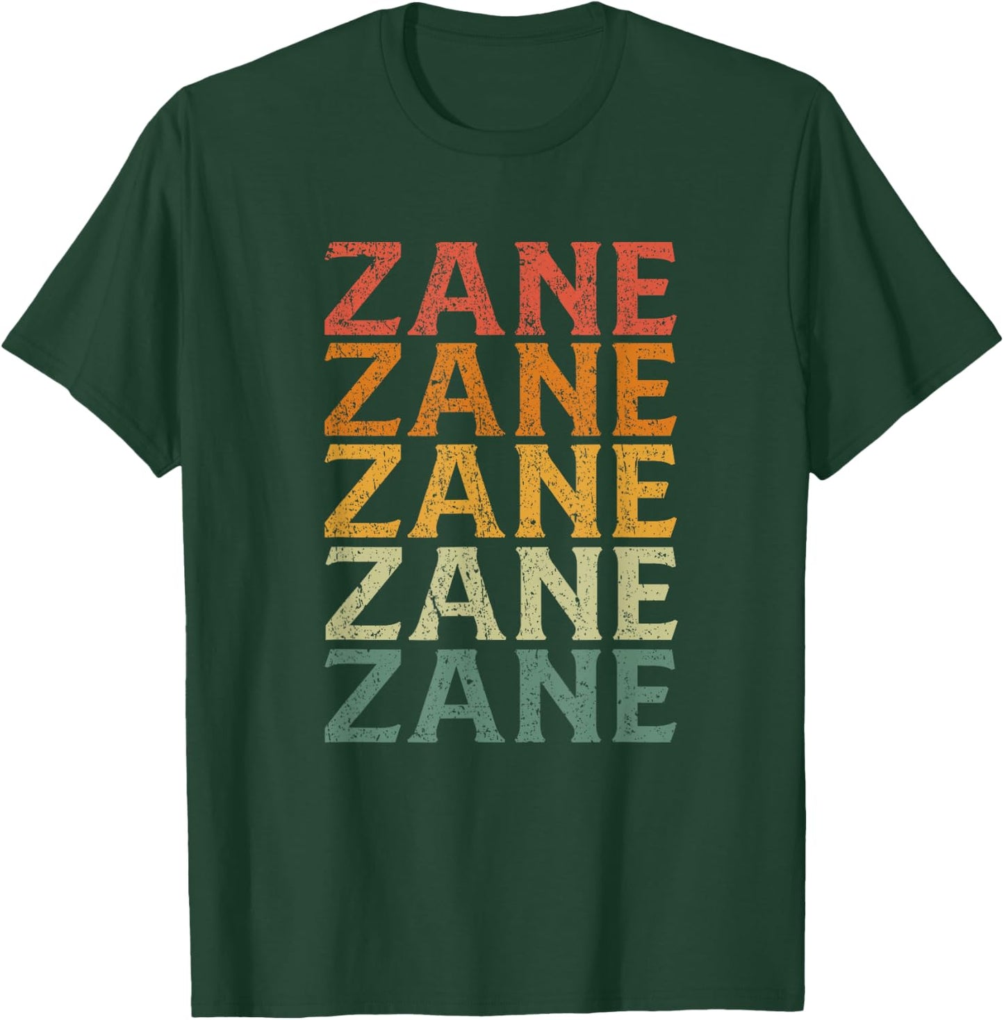 Retro Custom First Name Zane T-Shirt - T-Shirt | Forest