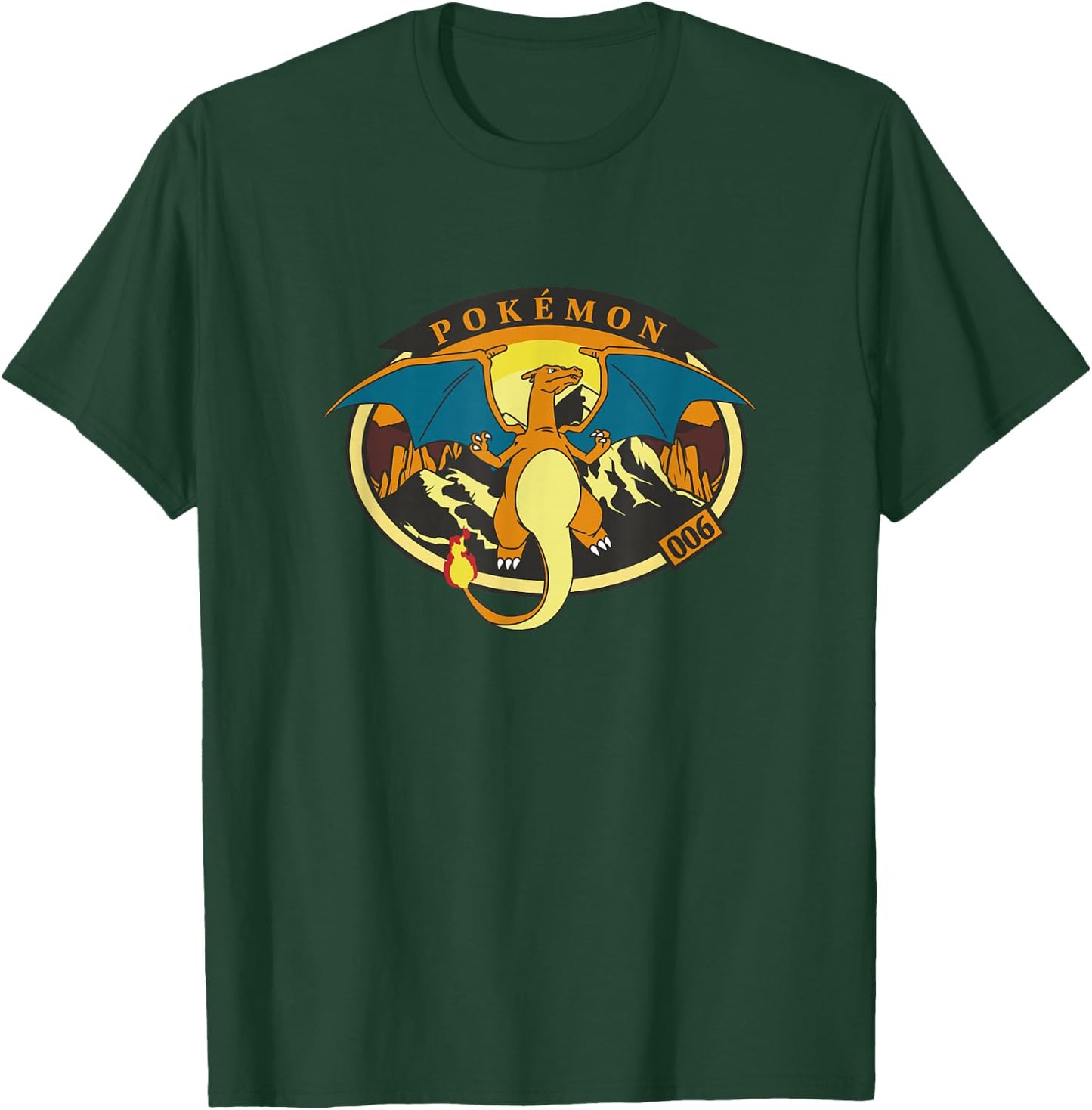 Pokémon Outdoor Adventures Charizard Mountain Volcano Badge T-Shirt - T-Shirt | Forest