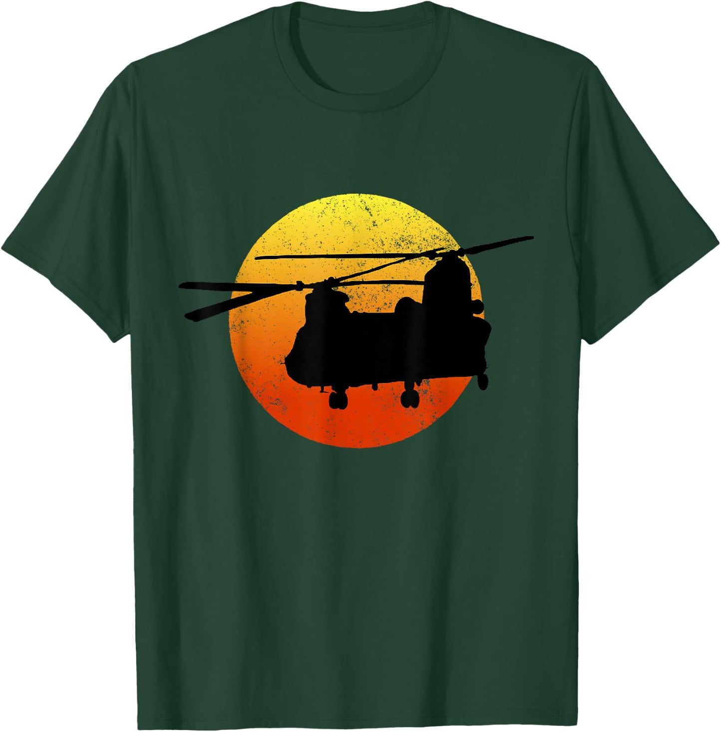 CH47 Chinook Silhouette Sunset Military Helicopter CH47 T-Shirt - T-Shirt | Forest