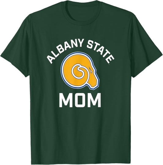 Albany State University Golden Rams Arched Mom T-Shirt - T-Shirt | Forest