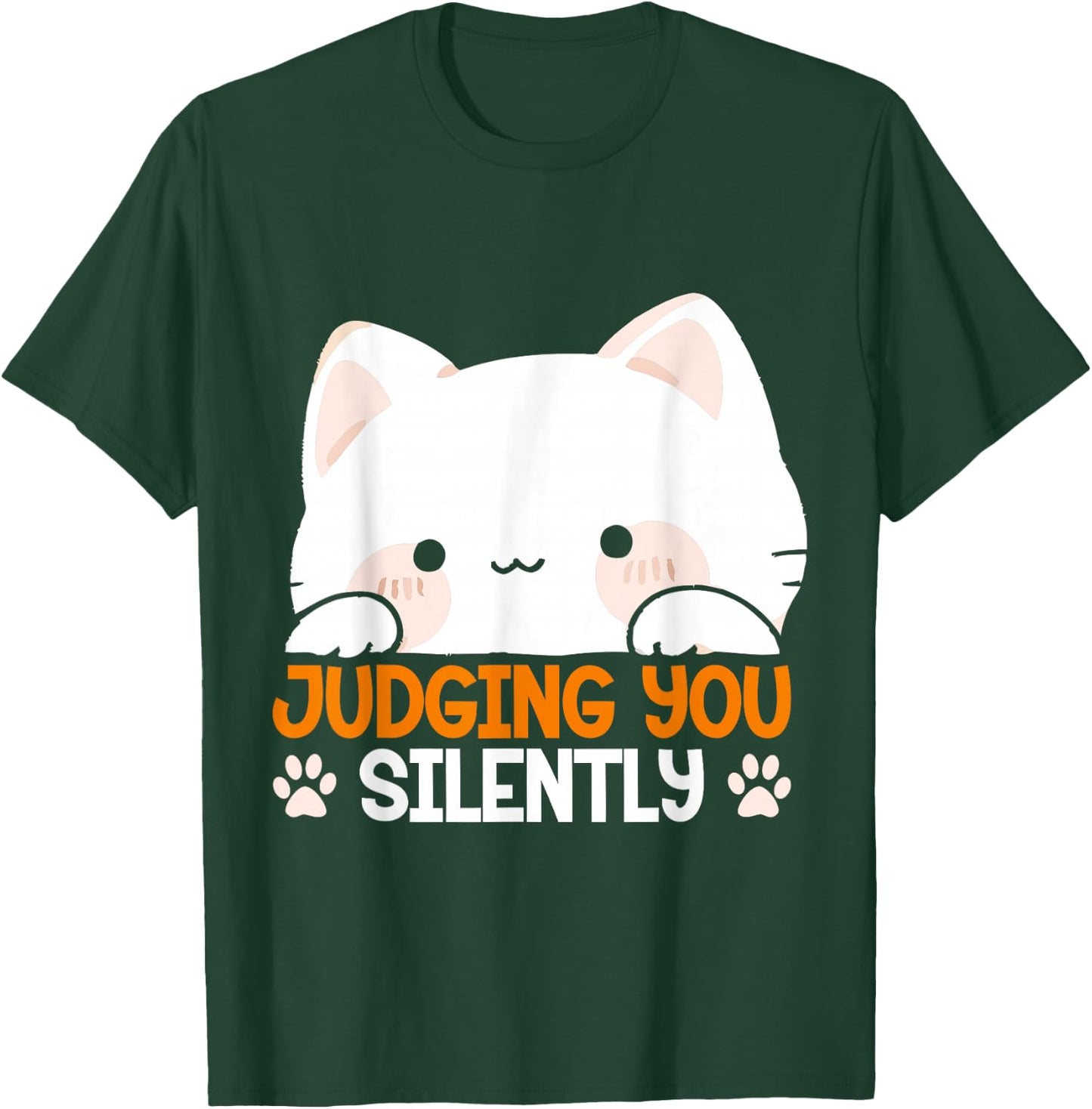 Judging You Silently Kitten Lover Sarcasm Adorable Cat Men Women Kids T-Shirt - T-Shirt | Forest