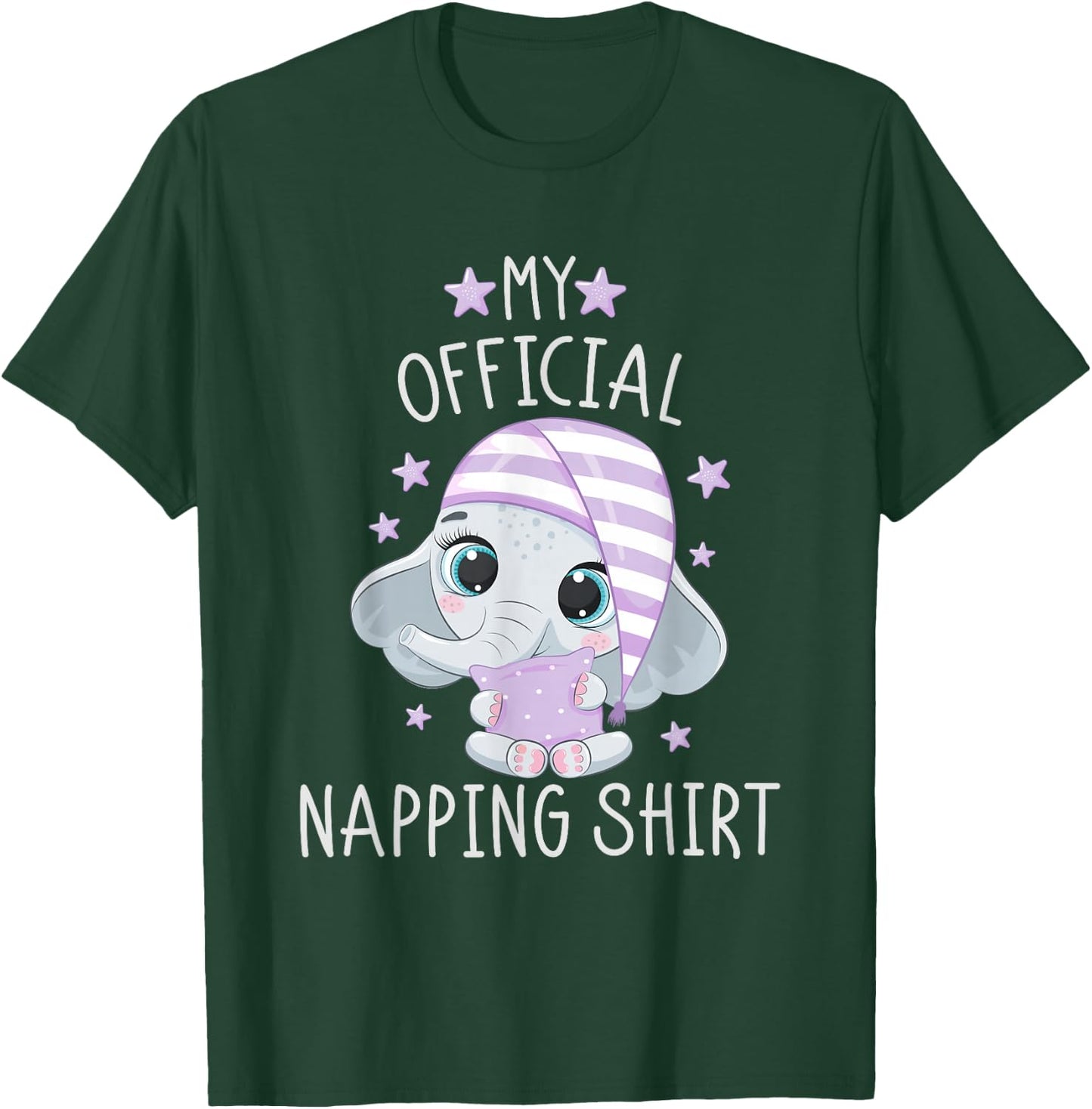 My Official Napping Shirt Pajamas Nightgown Elephant T-Shirt - T-Shirt | Forest