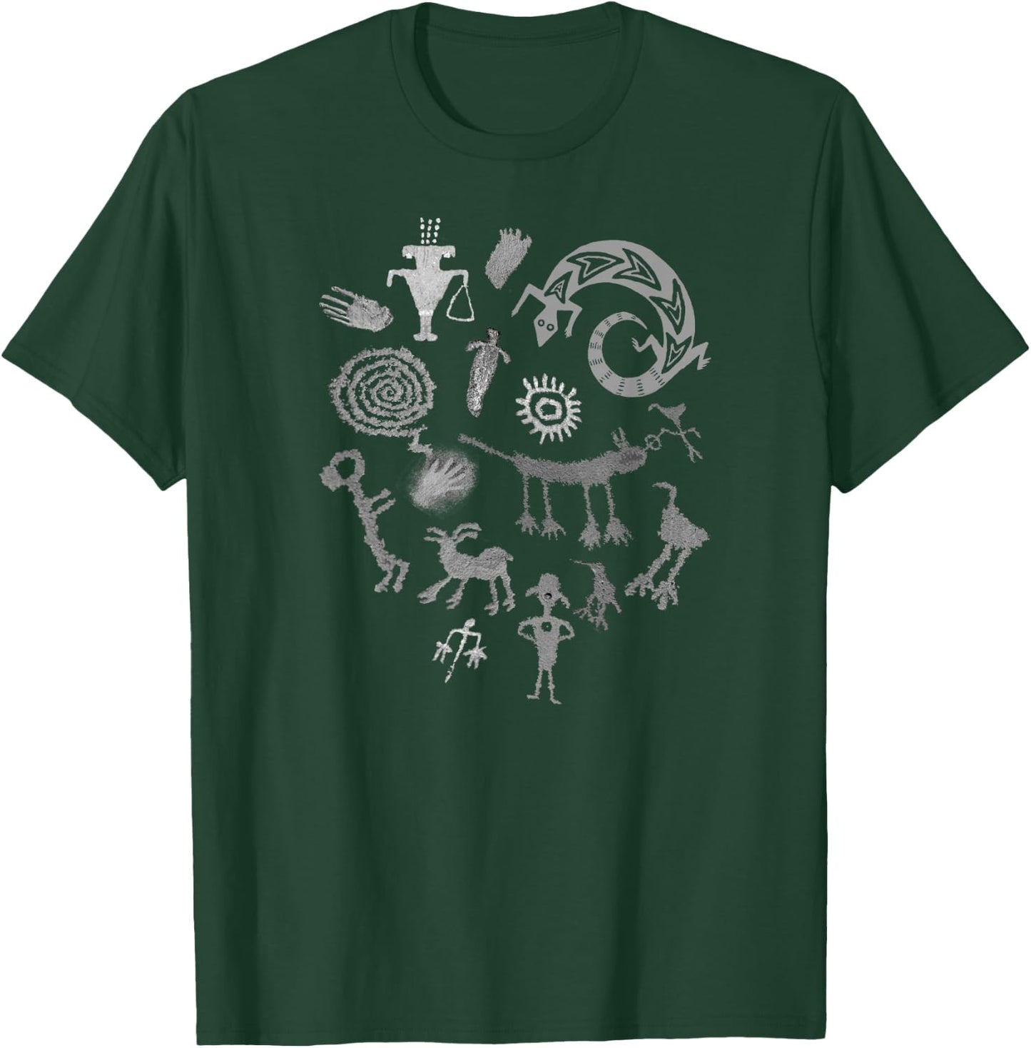 Multiple Petroglyphs in Gray! Ancient rock art carvings! T-Shirt - T-Shirt | Forest