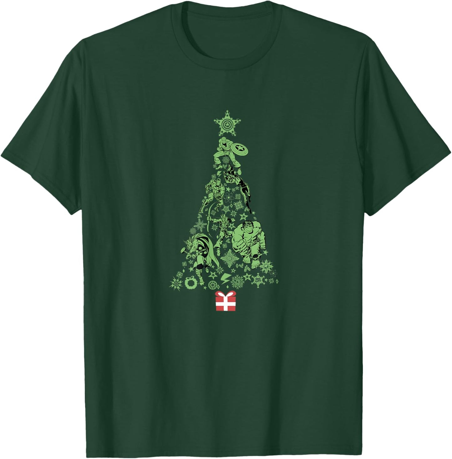 Marvel Christmas Avengers Holiday Icons Tree T-Shirt - T-Shirt | Forest
