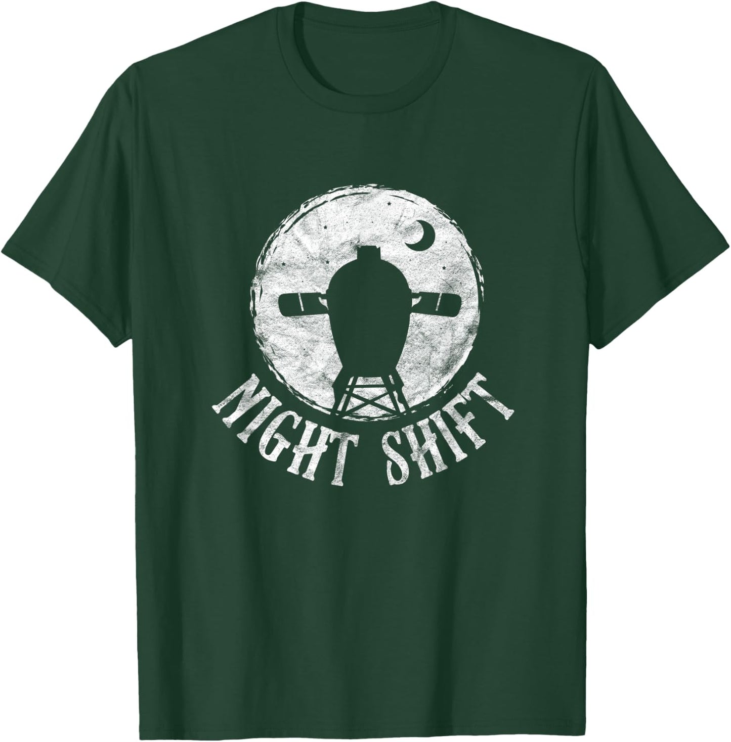 BBQ Barbeque Grilling Funny Night Shift Grill Big Egg Smoker T-Shirt - T-Shirt | Forest