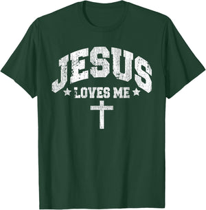 Jesus Loves Me Vintage Style Men T-Shirt - T-Shirt | Forest