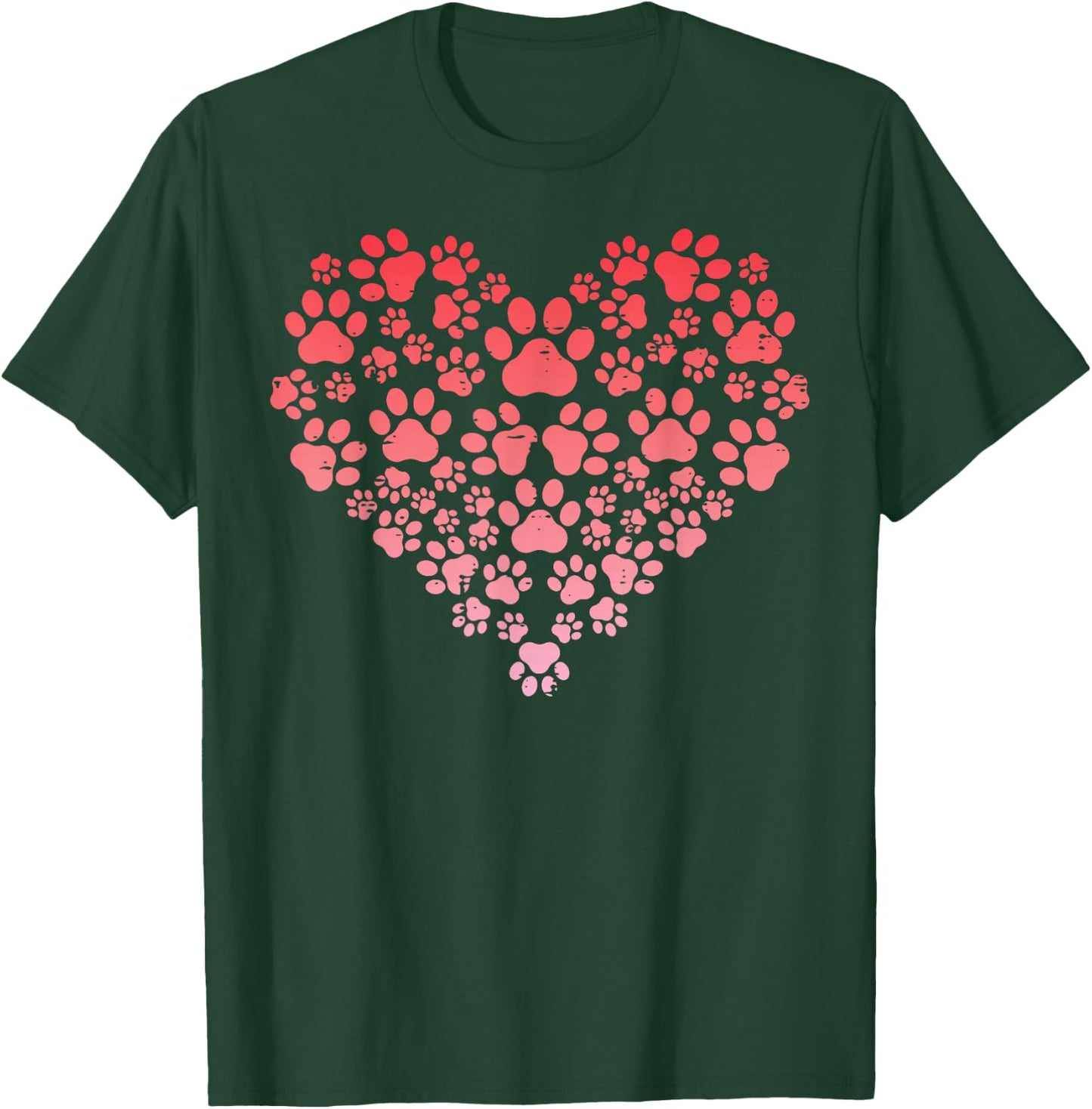 Valentines Day Dog Cat Paws Heart Fur Mom Dad Men Women Kids T-Shirt - T-Shirt | Forest