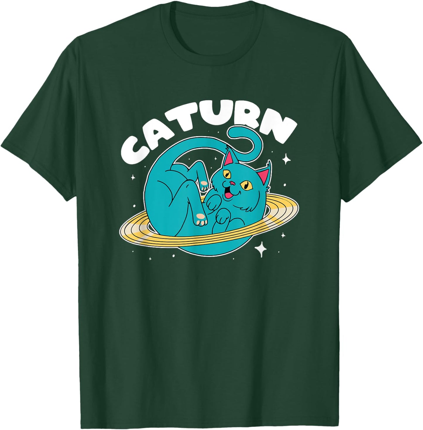 Astronaut Cat Planet Saturn Caturn Astronomy Lover Cat Puns Men Women Girls Kids T-Shirt - T-Shirt | Forest