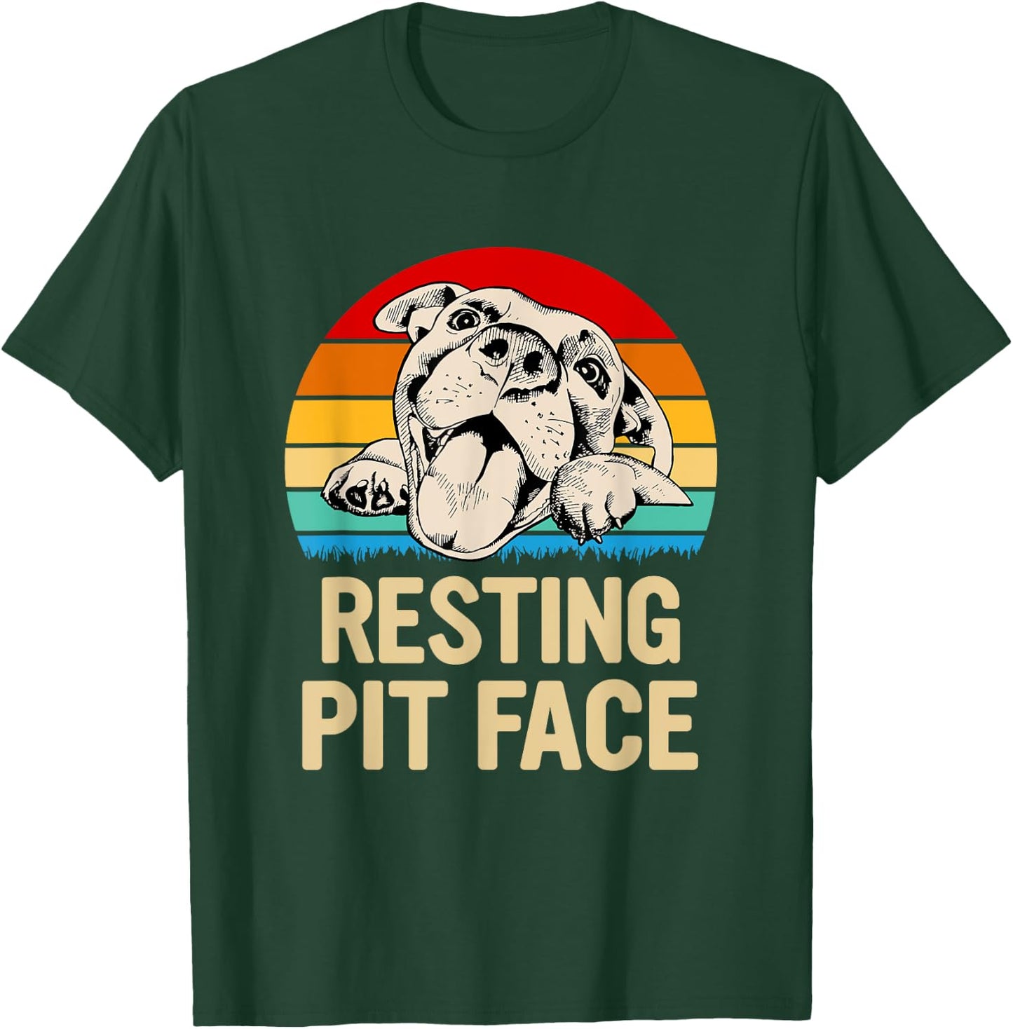 Resting Pit Face Gift Pitbull Lovers and Pittie Owners T-Shirt - T-Shirt | Forest