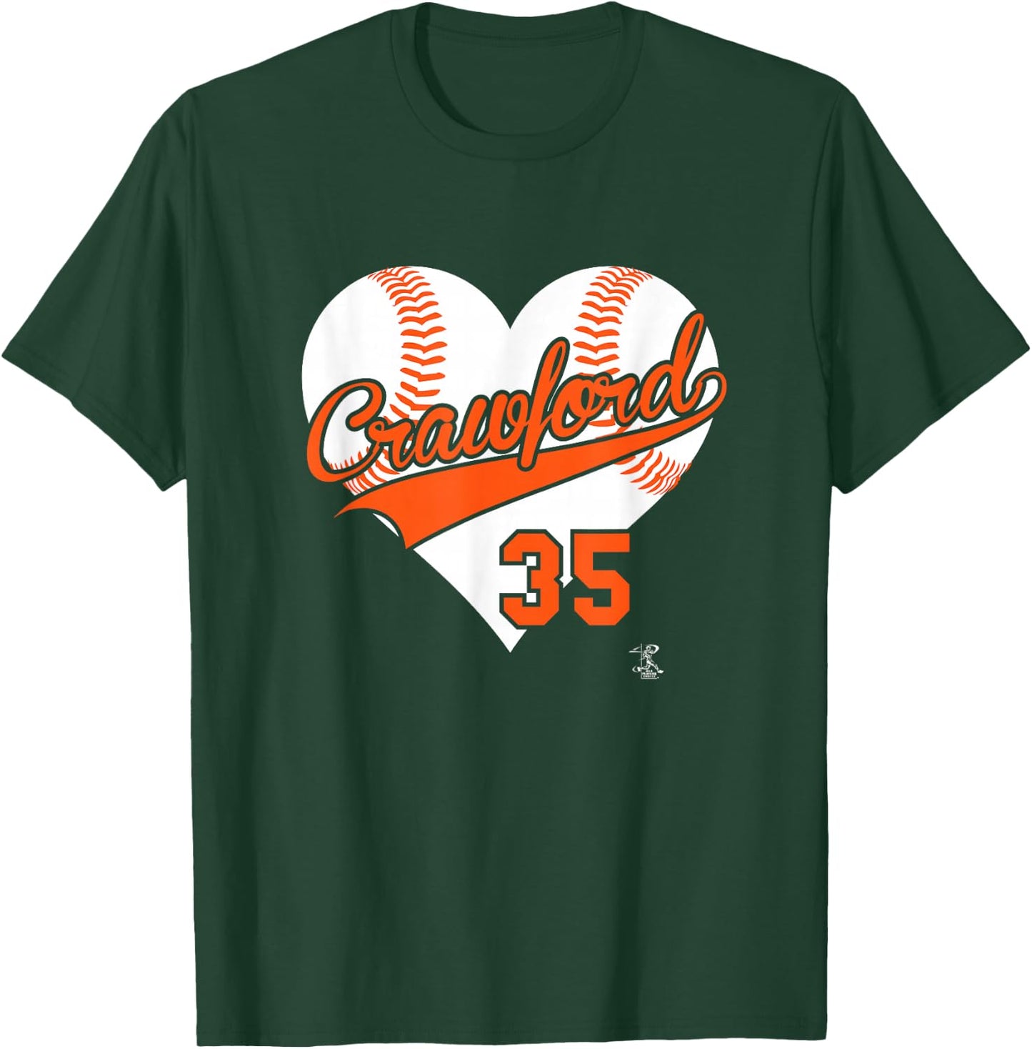 Brandon Crawford Baseball Heart Gameday T-Shirt - T-Shirt | Forest
