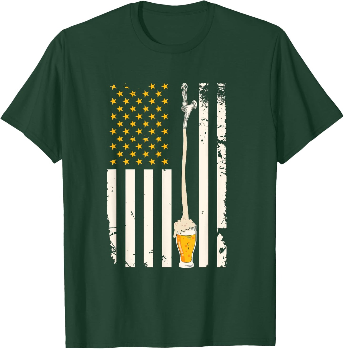Patriotic American Brewer US Flag Craft Beer Women Men T-Shirt - T-Shirt | Forest