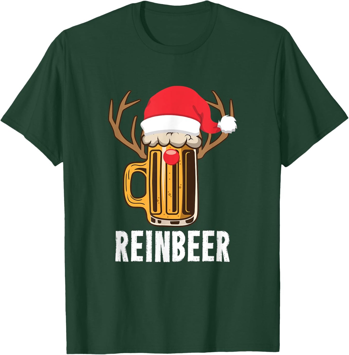 Reinbeer Santa Beer Lover Reindeer Pun Christmas Drinking T-Shirt - T-Shirt | Forest