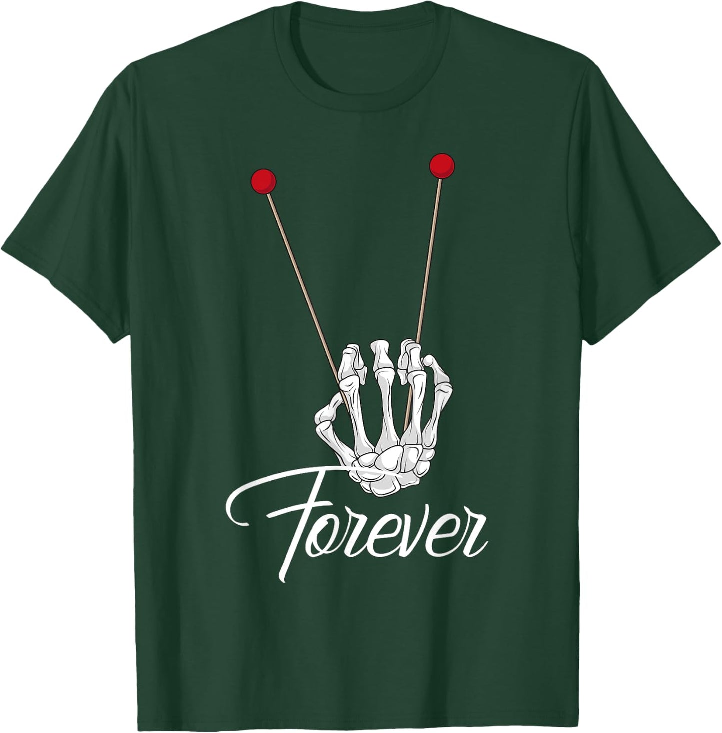 Mallets Forever - Marimba Xylophone Band Skeleton Hand T-Shirt - T-Shirt | Forest