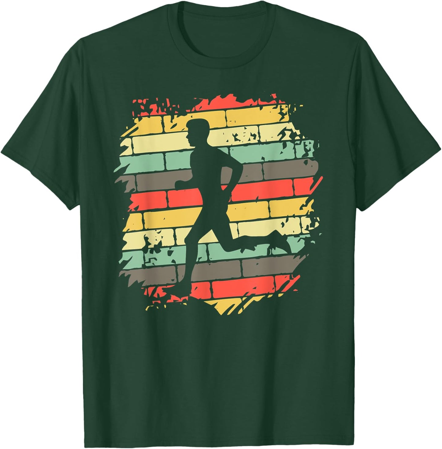 Vintage Runner Silhouette Shirt Urban Running Retro Graphic T-Shirt - T-Shirt | Forest