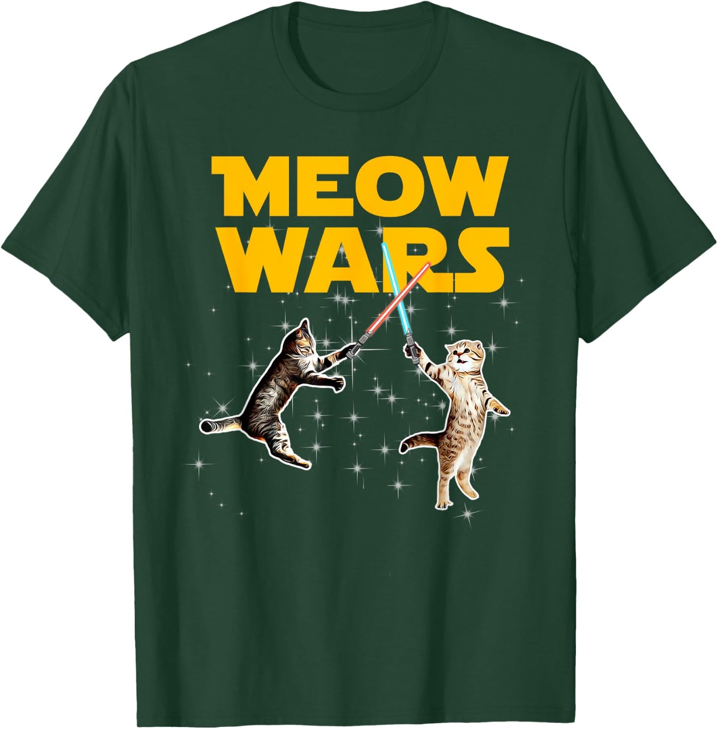 Meow Wars Funny Graphic For Cat Lovers Men Women Girls Kids T-Shirt - T-Shirt | Forest