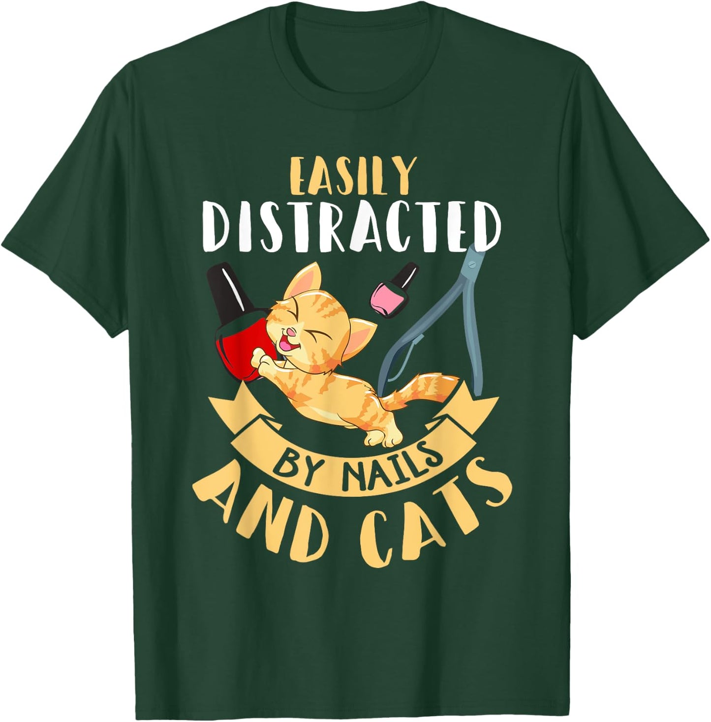 Nail Tech Shirt Funny Cat Lover Humor Nail Technician Gift T-Shirt - T-Shirt | Forest