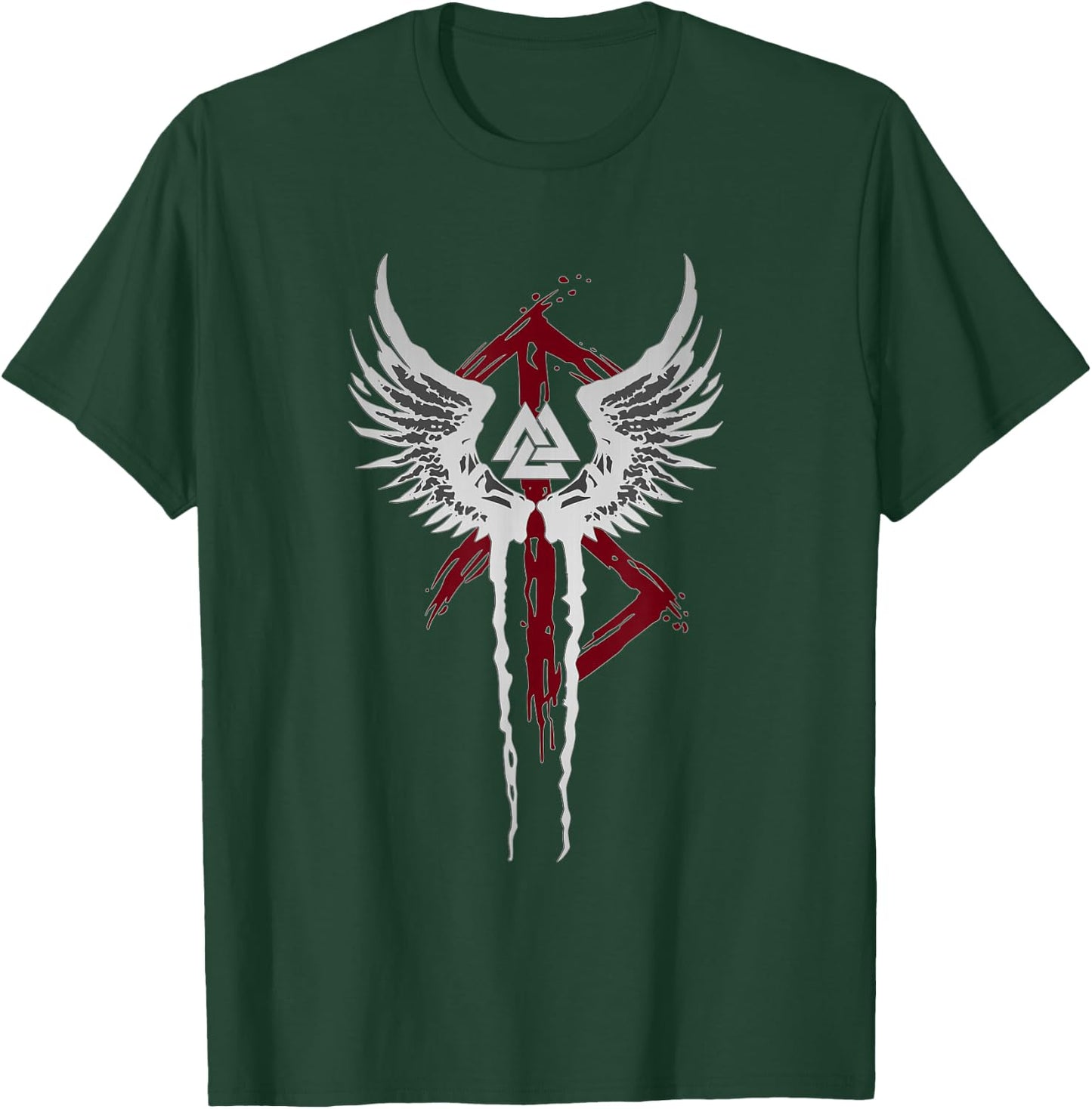 Valkyrie Symbol Valknut Odin Wings Vikings Asgard Valhalla T-Shirt - T-Shirt | Forest