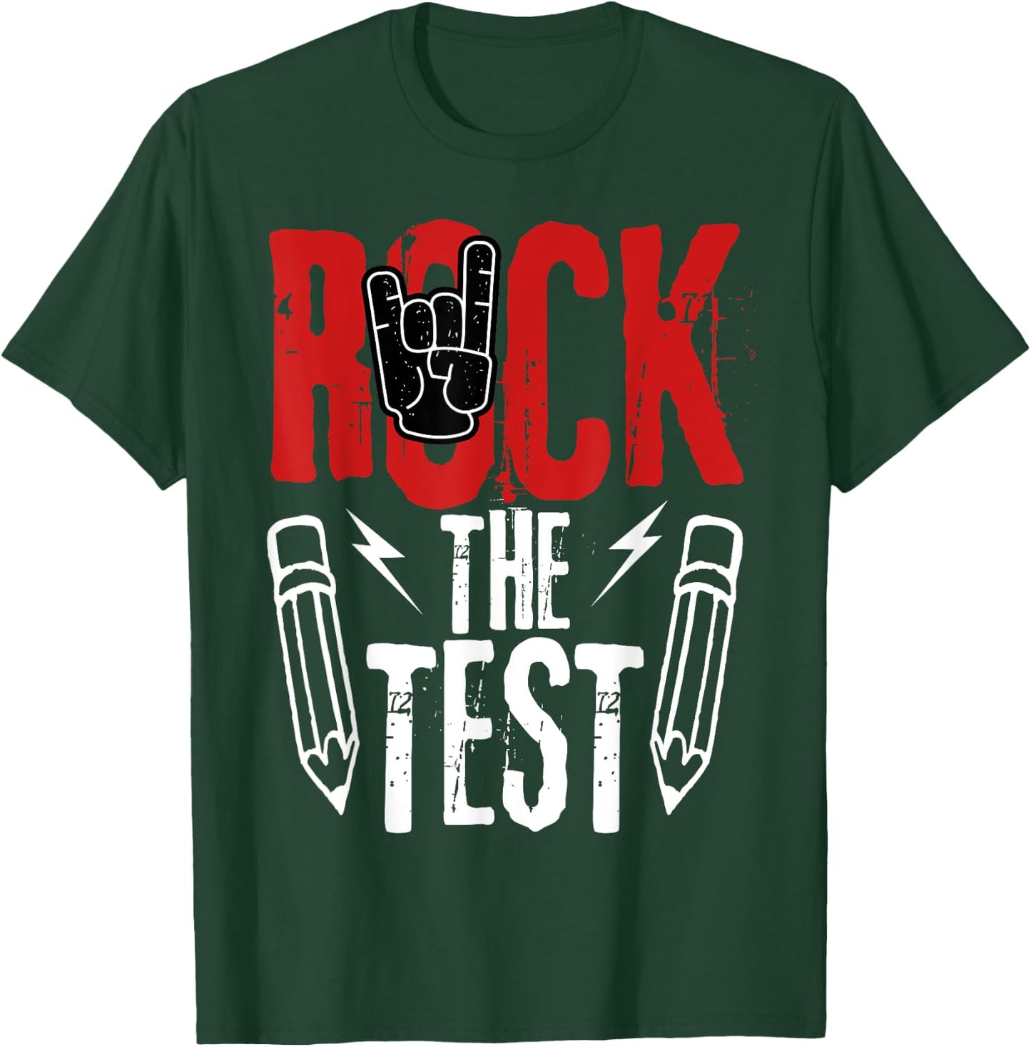 Test Day Rock The Funny Metal Teacher Student Testing Exam T-Shirt - T-Shirt | Forest