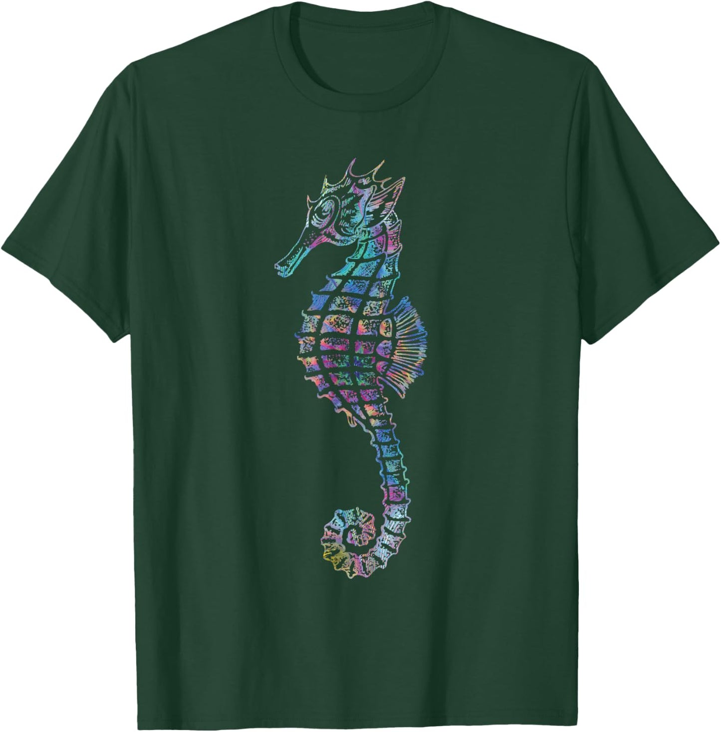 Psychedelic Seahorse Gift Colorful Ocean Trippy Sea Creature T-Shirt - T-Shirt | Forest